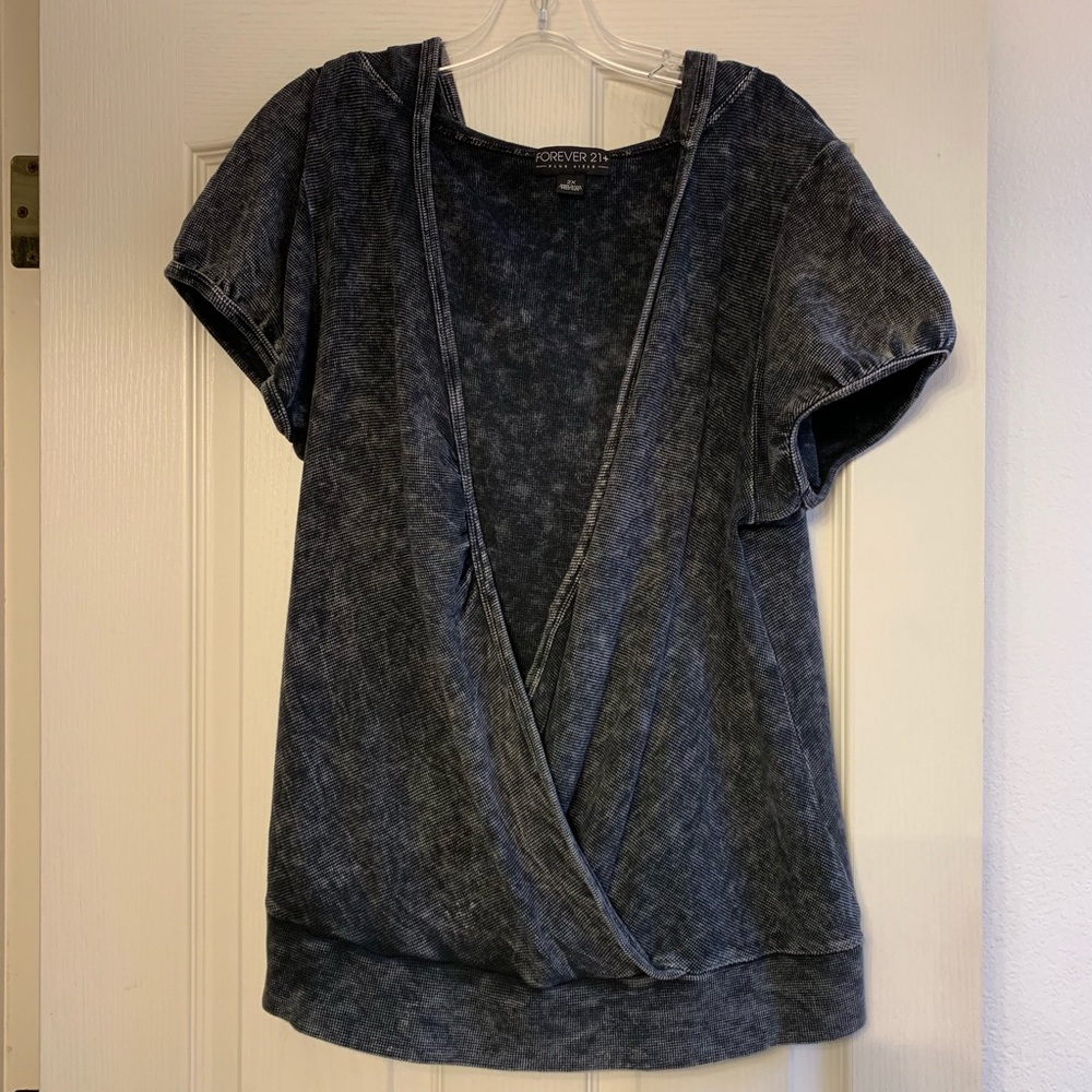 Forever 21 Open Acid Wash Gray Hoodie